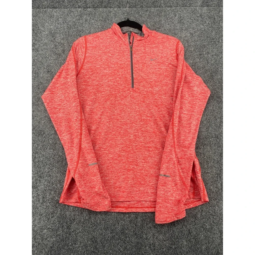 Nike Dri-FIT Running Half Zip Pullover Mens Medium Red Heathered Long Sleeve Top